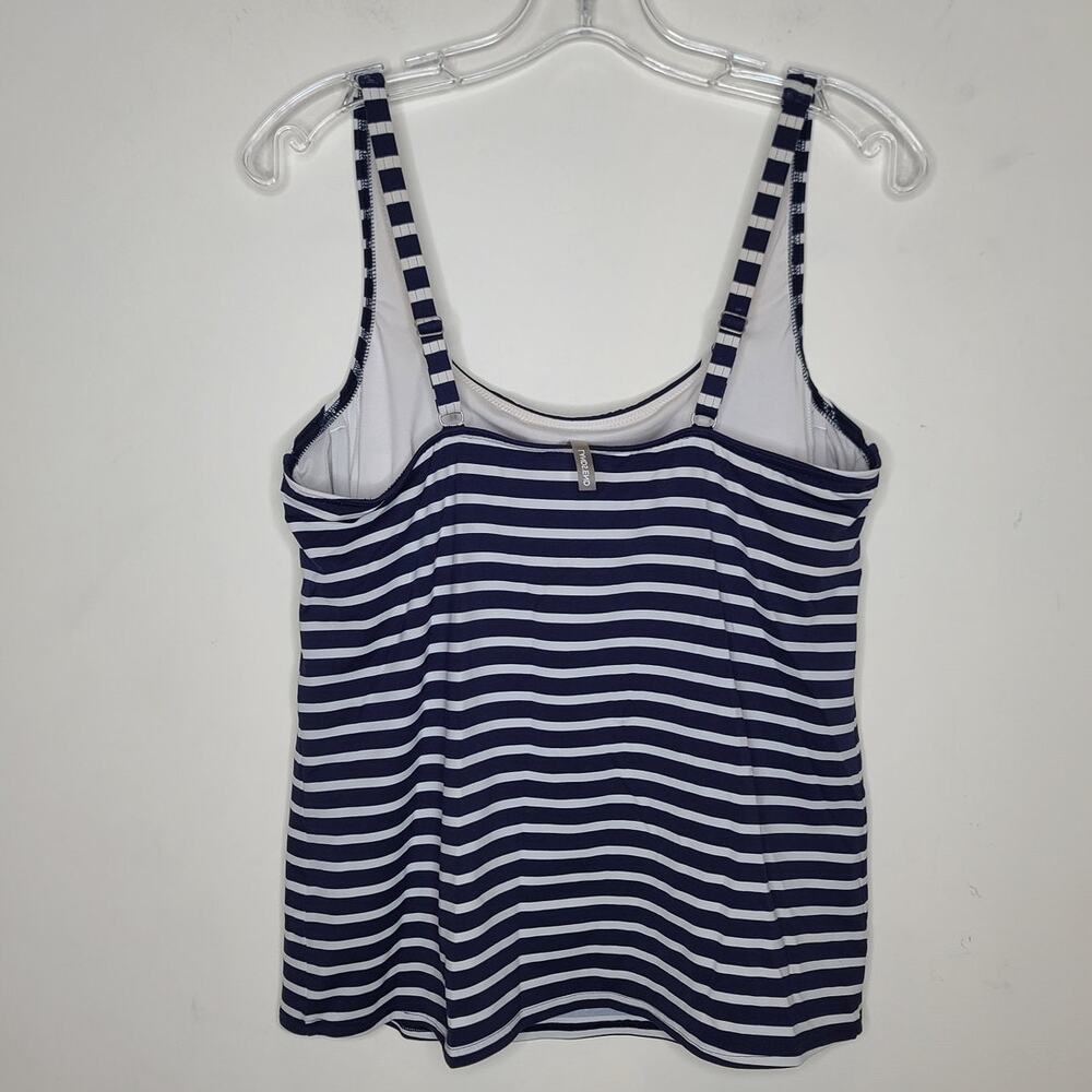 Lands End blue white striped tankini swim top - 12 - Picture 2 of 5